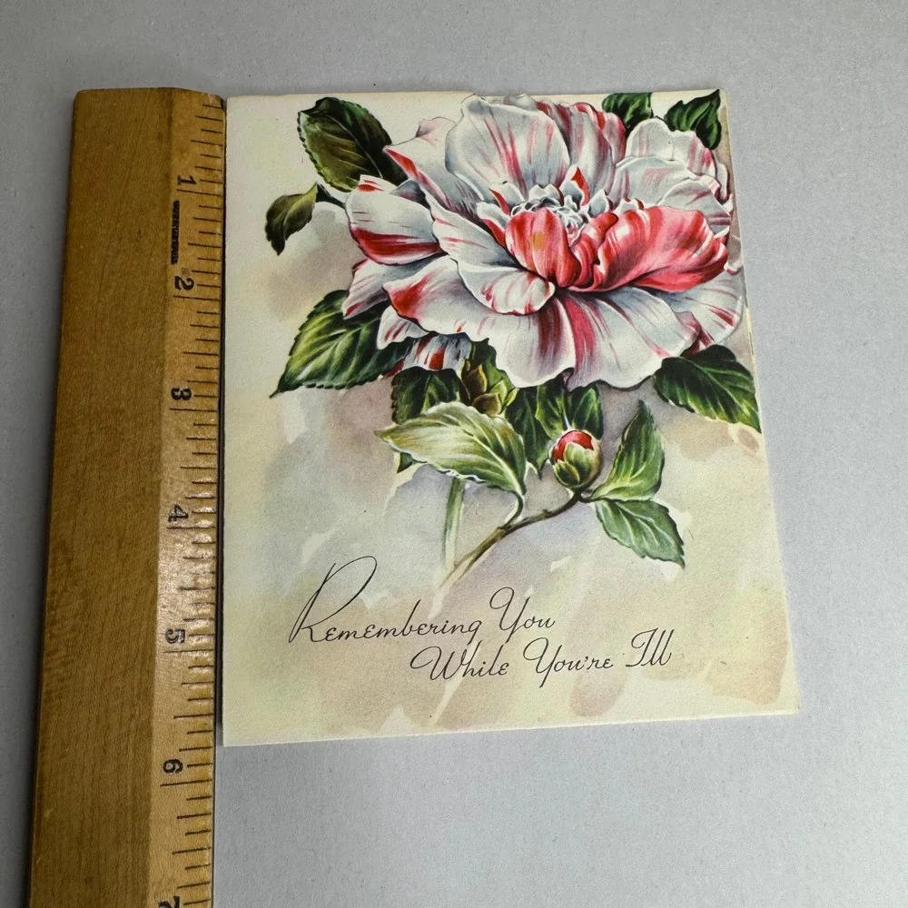 Vintage Pretty Petals Get Well Greeting Card Camellias Flower 15B32 Made in USA